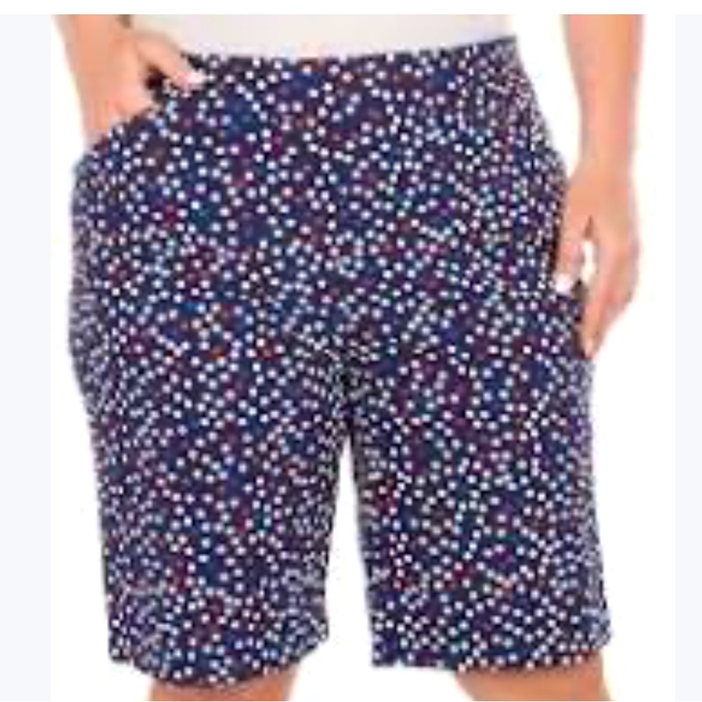 NWT! Coral Bay Navy 14P Petite Red& White Polka Dot Elastic Waist Pull On Shorts - Picture 3 of 10